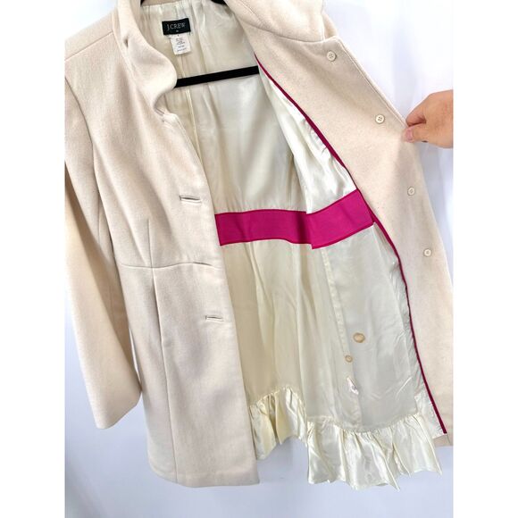 J. CREW Classic Long Cream Beige Wool Peacoat Size 4 - Picture 8 of 10